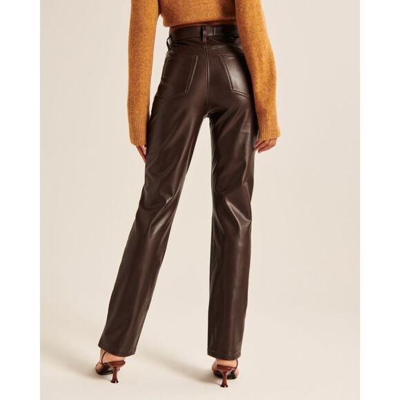Abercrombie & Fitch Vegan Leather The 90's Straight Ultra High Rise sz 27/4s - Picture 7 of 11